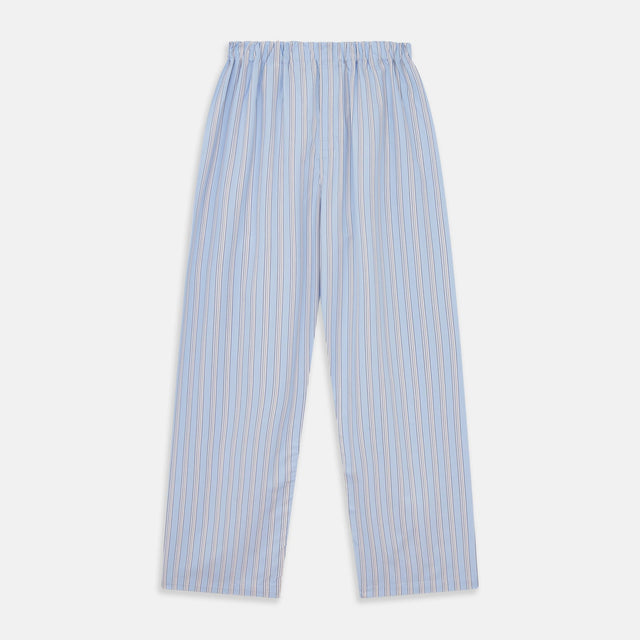 Pale Blue Multi Stripe Cotton Hastings Pyjama Trousers
