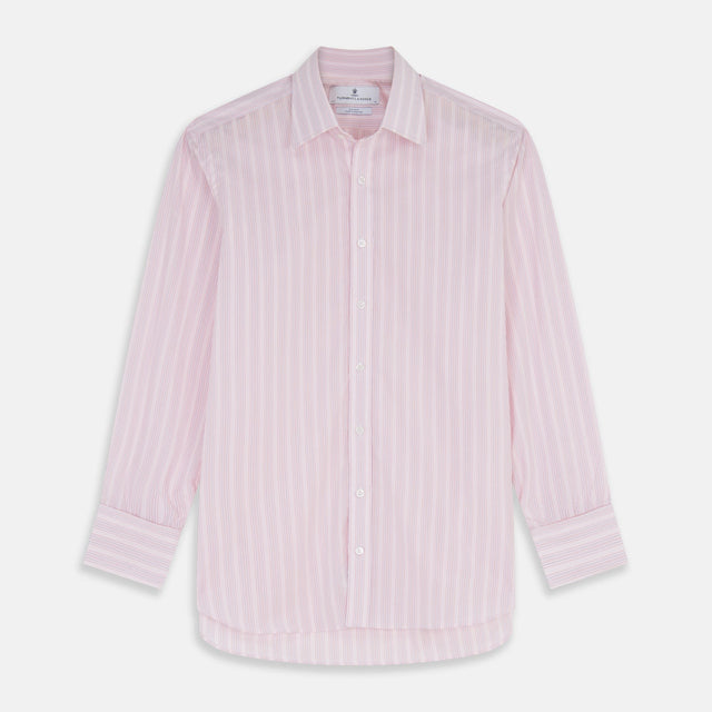 Pink and Peach Multi Stripe Cotton Regular Fit Whitby Shirt