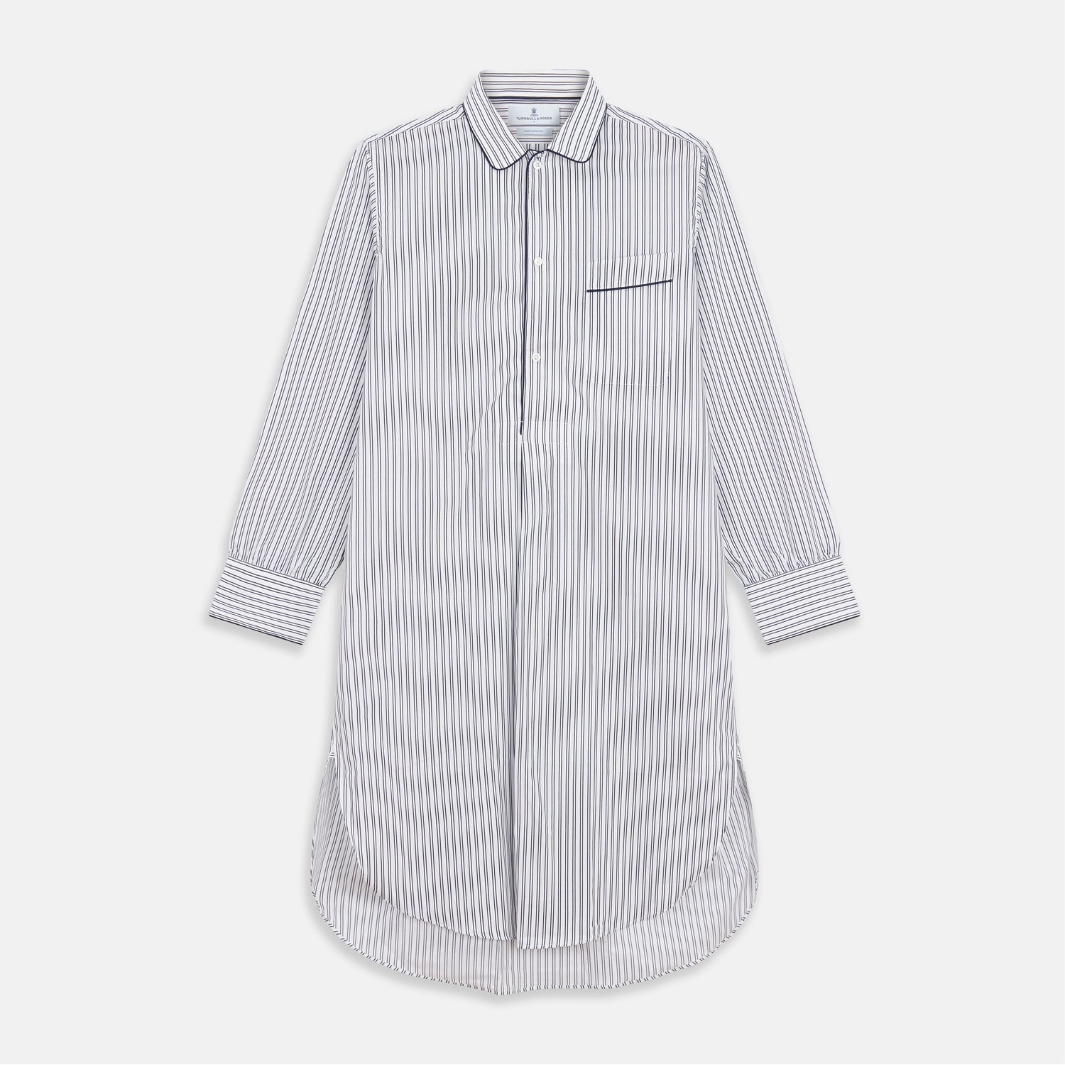 And Navy Striped Cotton Sussex Nightshirt