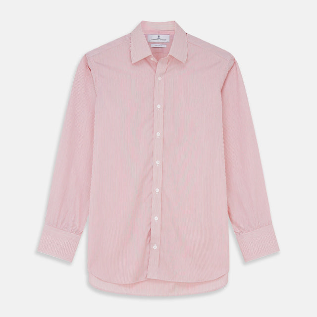 Pink and White Stripe Cotton Regular Fit Mayfair Shirt