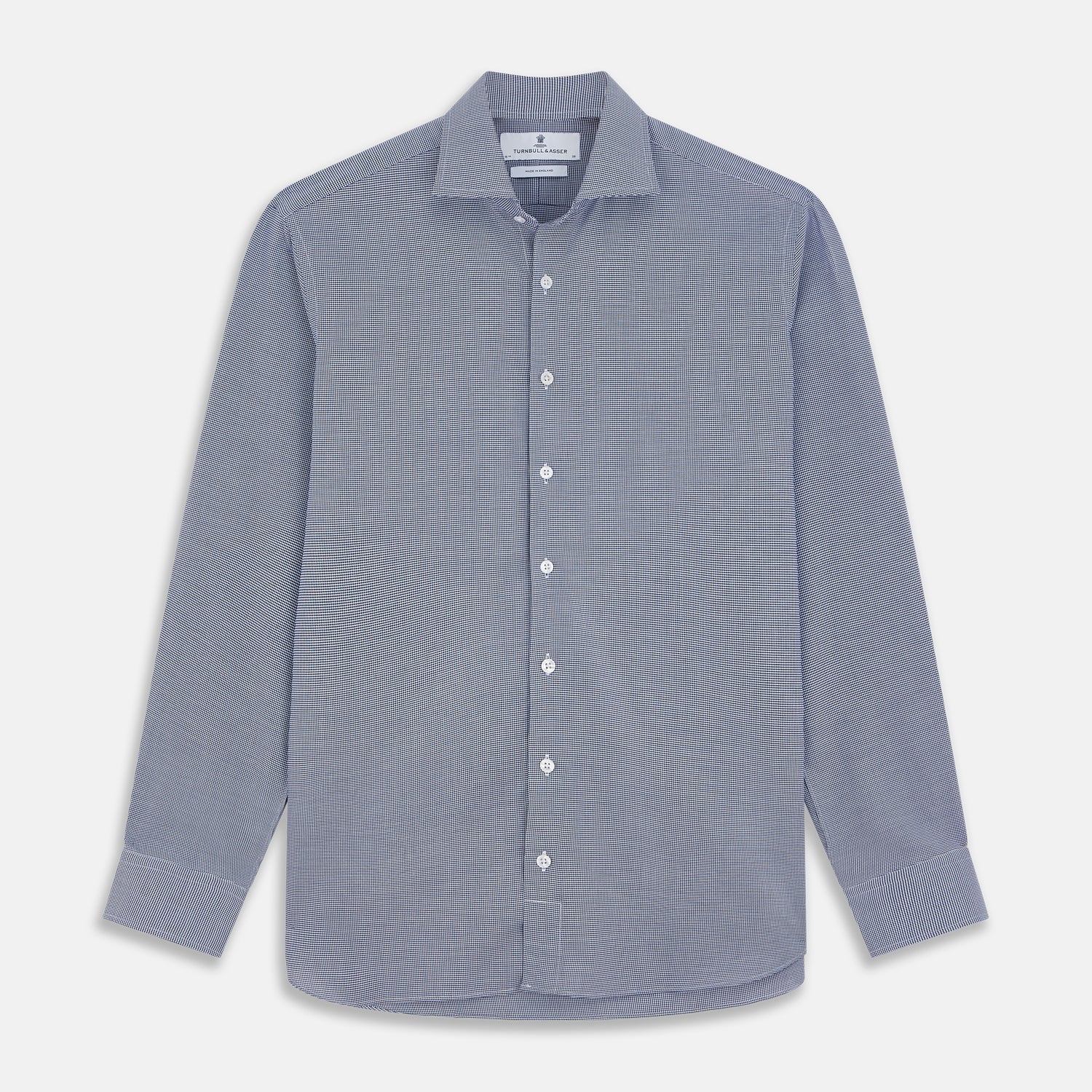 Navy Pattern Cotton Voile Tailored Fit Shelton Shirt