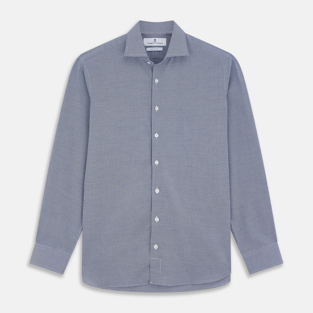 Navy Pattern Cotton Voile Tailored Fit Shelton Shirt
