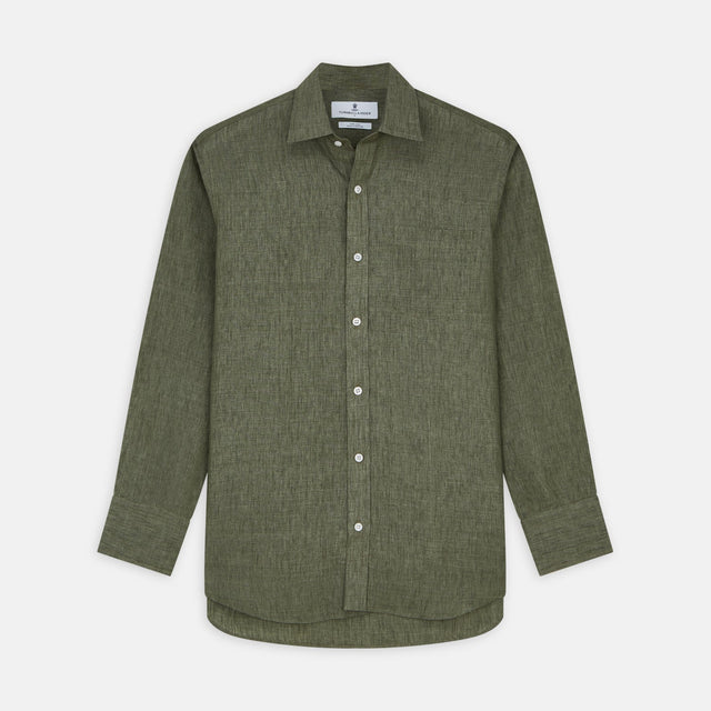 Sage Green Linen Weekend Fit Finch Shirt