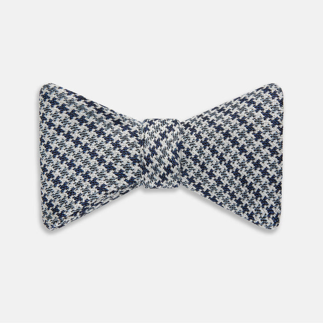 Blue Multi Puppytooth Silk Bow Tie