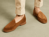 Stride Loafers In Earth Glove Suede Caramel Sole