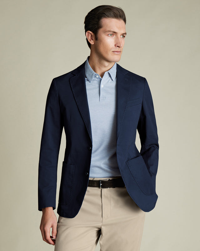 Cotton Stretch Jacket - Navy