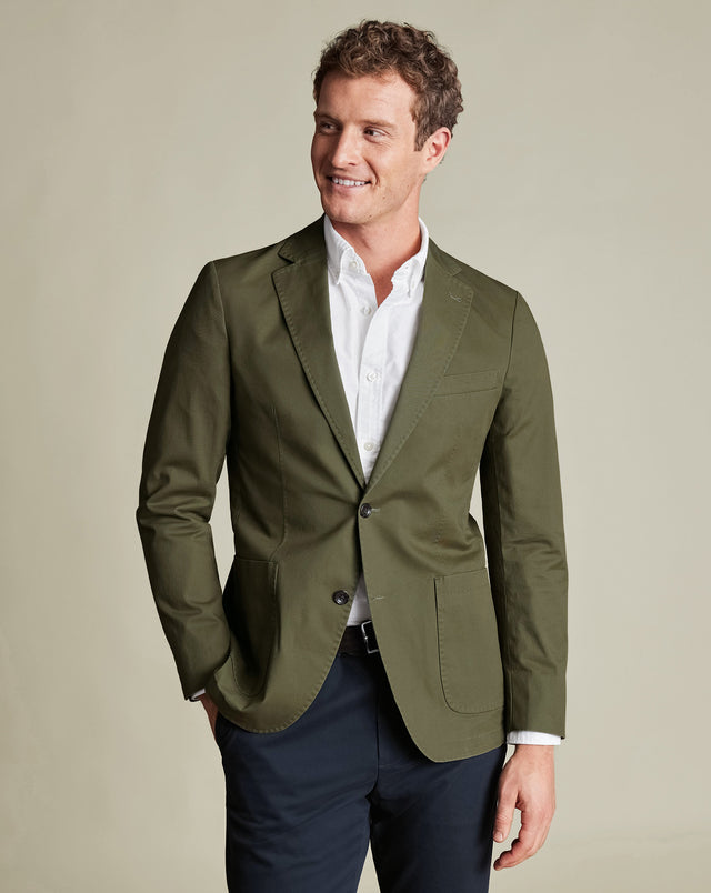 Cotton Stretch Jacket - Dark Olive Green