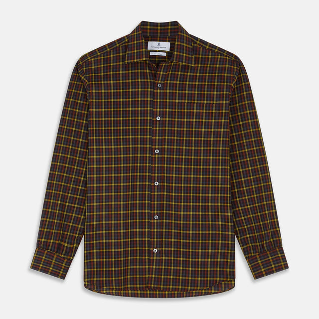 Blue, Yellow and Red Multi Check Wool Weekend Fit Finch Shirt
