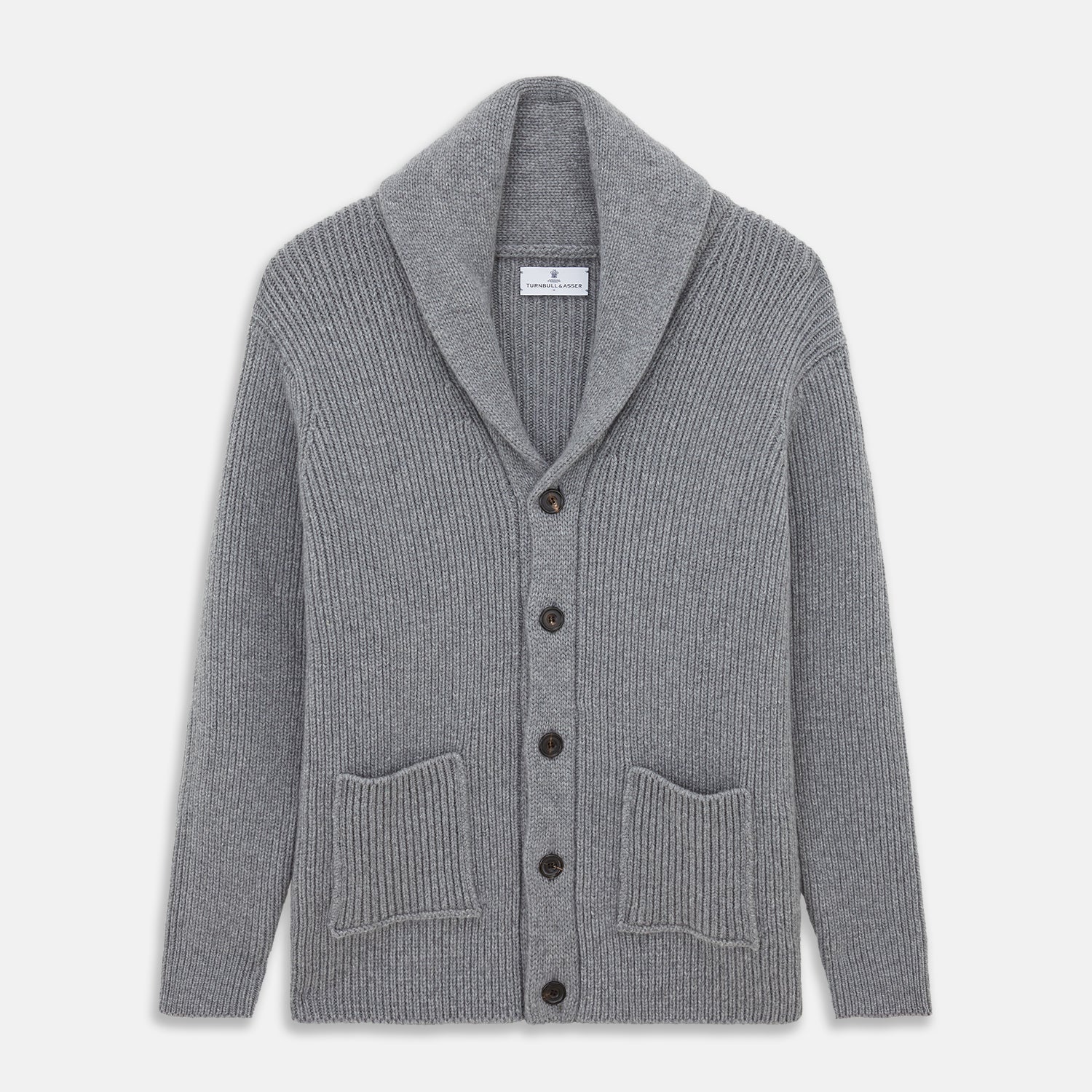 Grey Ribbed Cashmere Ainsley Cardigan