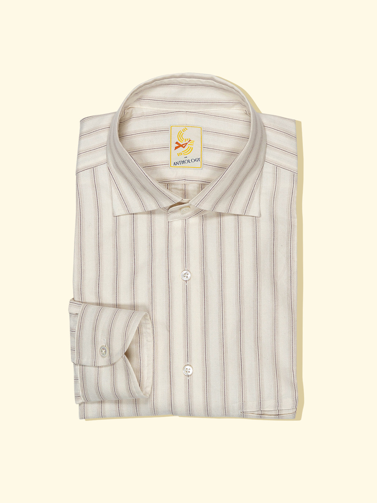 Off White And Pencil Striped Cotton Silk Merino Shirt The Anthology