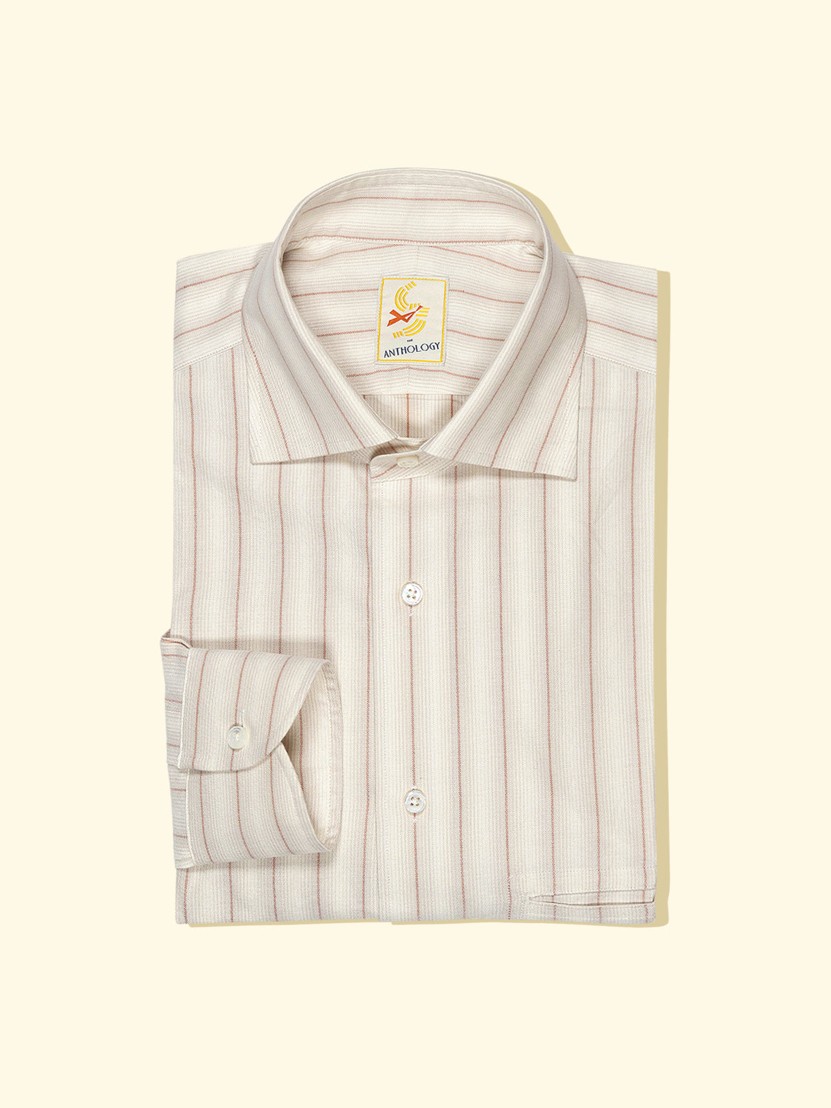 And Red Pen Striped Cotton Silk Merino Shirt The Anthology