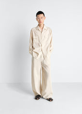 Convertible Collar Shirt In Dry Silk