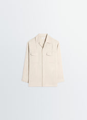 Convertible Collar Shirt In Dry Silk
