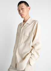 Convertible Collar Shirt In Dry Silk