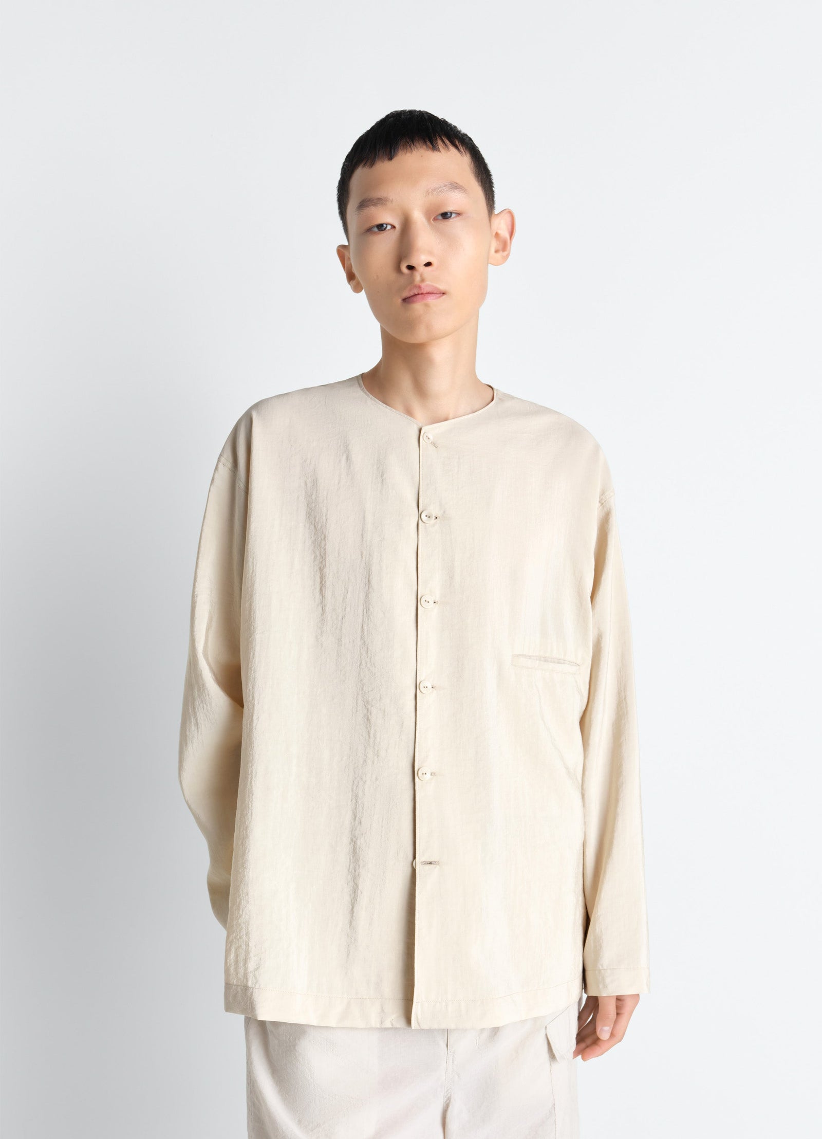 V Neck Shirt In Dry Silk