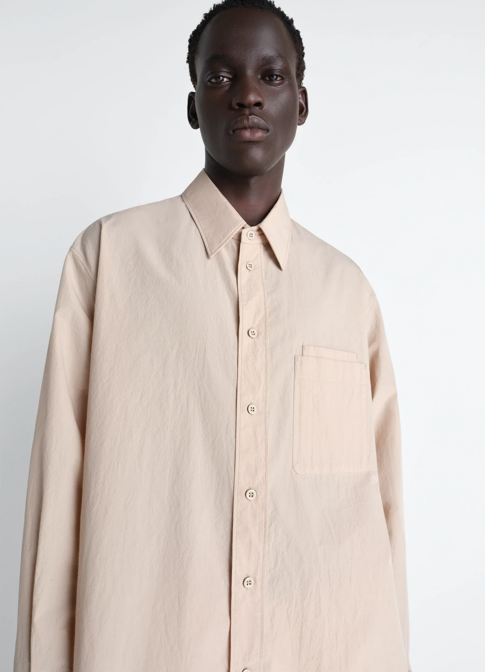 Two Pocket Shirt In Crepe Cotton