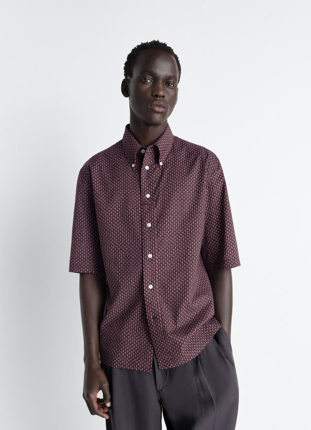 SHORT SLEEVE SHIRT IN GEOMETRIC PRINTED COTTON