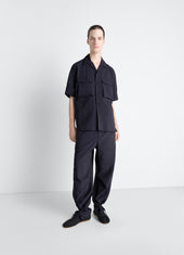 Short Sleeve Utility Shirt In Washed Technical Cotton