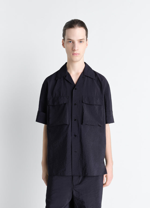 SHORT SLEEVE UTILITY SHIRT IN WASHED TECHNICAL COTTON