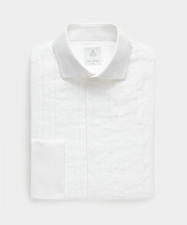 Italian Cotton Wide Pleat Spread Collar Tuxedo Shirt