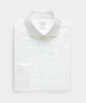 Italian Cotton Wide Pleat Spread Collar Tuxedo Shirt