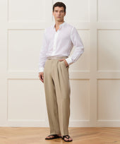 Relaxed Cotton Silk Band Collar Shirt