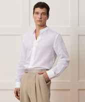 Relaxed Cotton Silk Band Collar Shirt