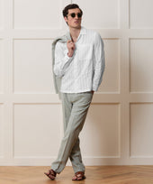 Relaxed Cotton Silk Jacquard Camp Collar Shirt