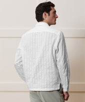 Relaxed Cotton Silk Jacquard Camp Collar Shirt