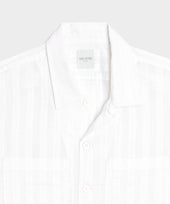 Relaxed Cotton Silk Jacquard Camp Collar Shirt