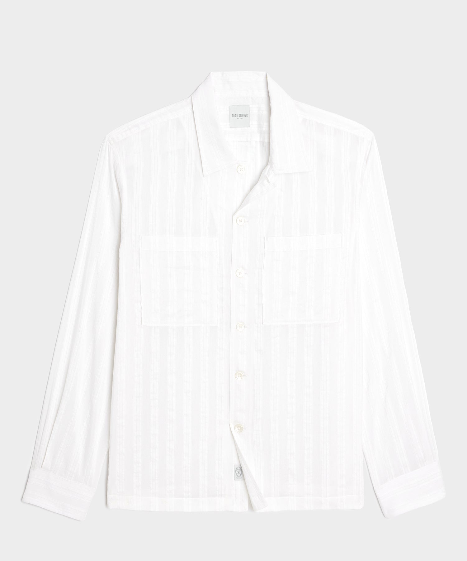 Relaxed Cotton Silk Jacquard Camp Collar Shirt