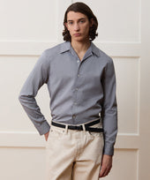 Cropped Cotton Oxford Camp Collar Shirt