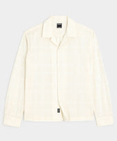Cropped Embroidered Eyelet Camp Collar Shirt