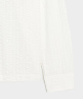 Cropped Seersucker Camp Collar Shirt