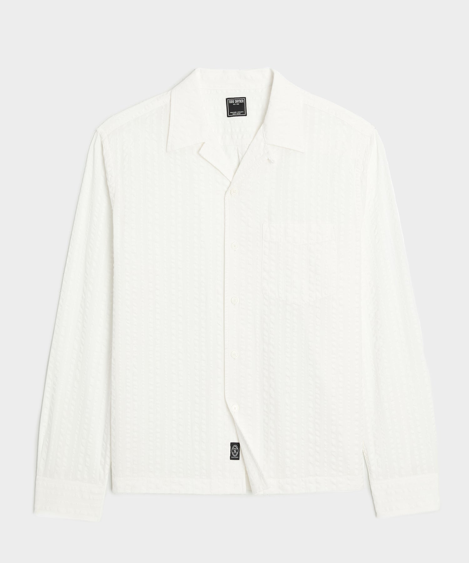 Cropped Seersucker Camp Collar Shirt