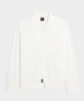 Cropped Seersucker Camp Collar Shirt