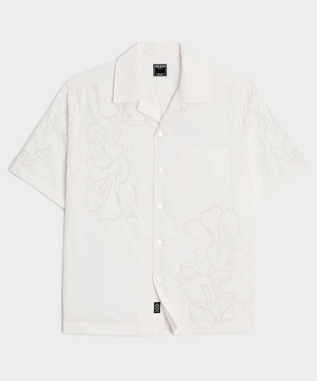 Cropped Cotton Camp Collar Shirt