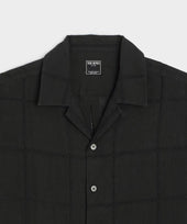 Cropped Embroidered Linen Camp Collar Shirt