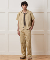 Cropped Poplin Camp Collar Shirt