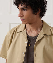 Cropped Poplin Camp Collar Shirt