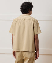 Cropped Poplin Camp Collar Shirt