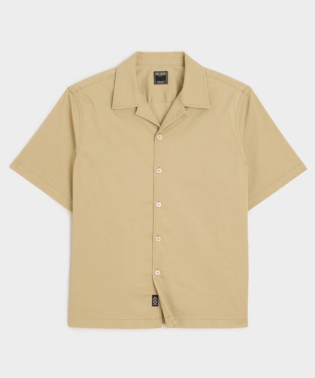 Cropped Poplin Camp Collar Shirt
