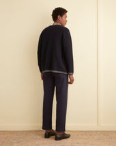 Shaker Stitch Cardigan - Navy