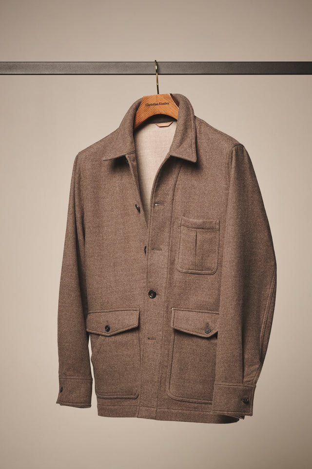 Fitzroy Chore Jacket - Double-Face Cashmere - Taupe/Sand