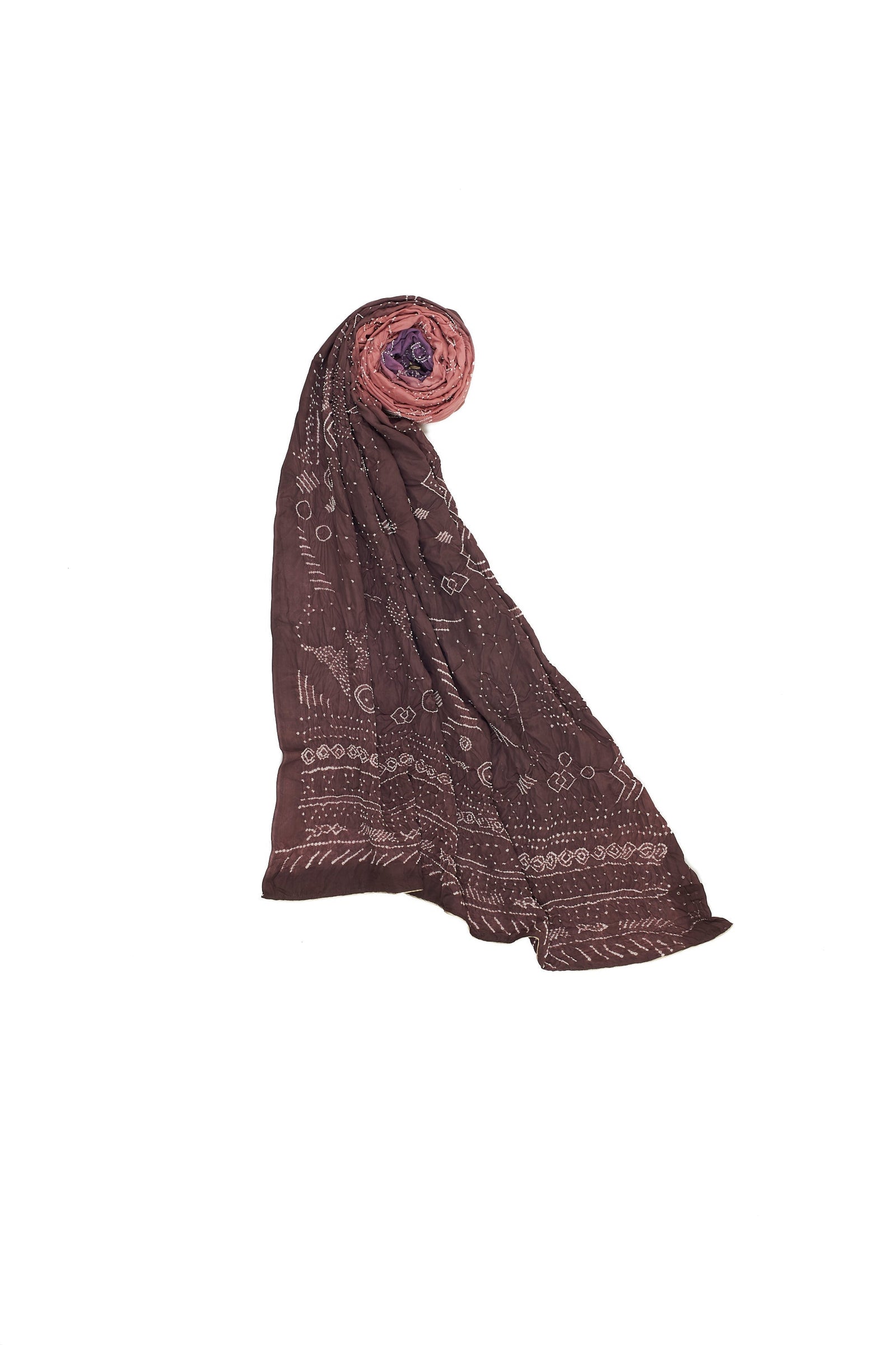 MULTI COLOURED DIP DYED TEXTURED BANDHANI SILK SHAWL