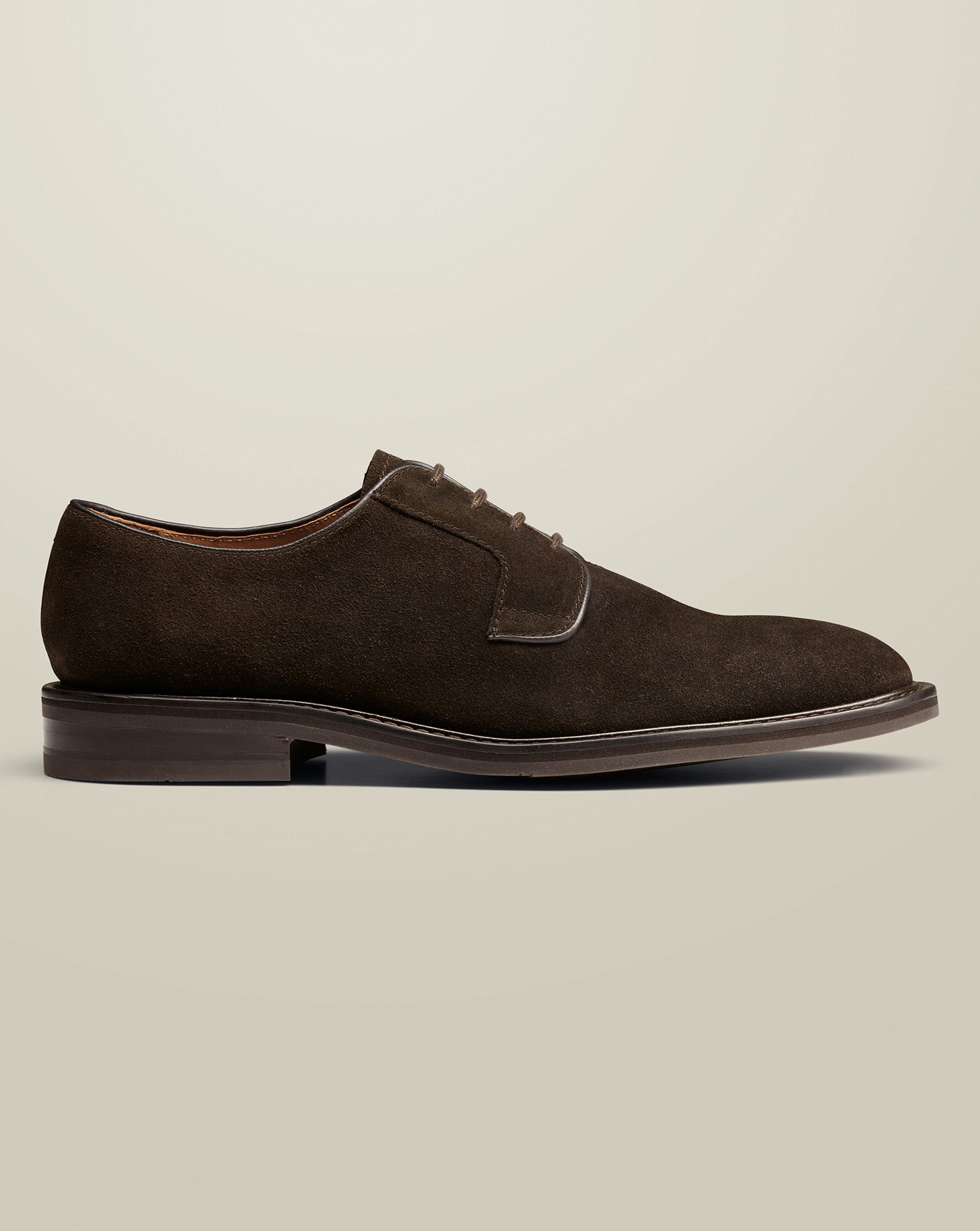 Leather Rubber Sole Suede Derby Shoes - Dark Chocolate