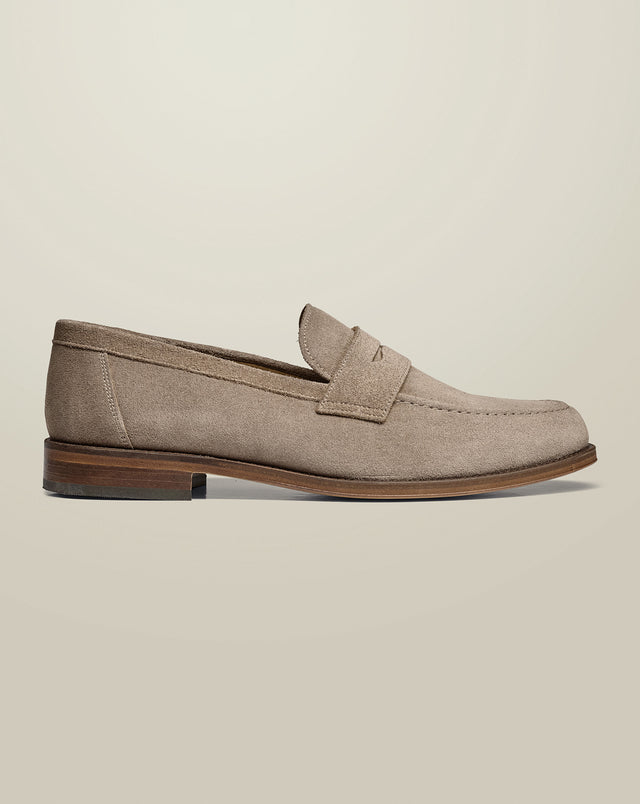 Suede Penny Loafers - Stone