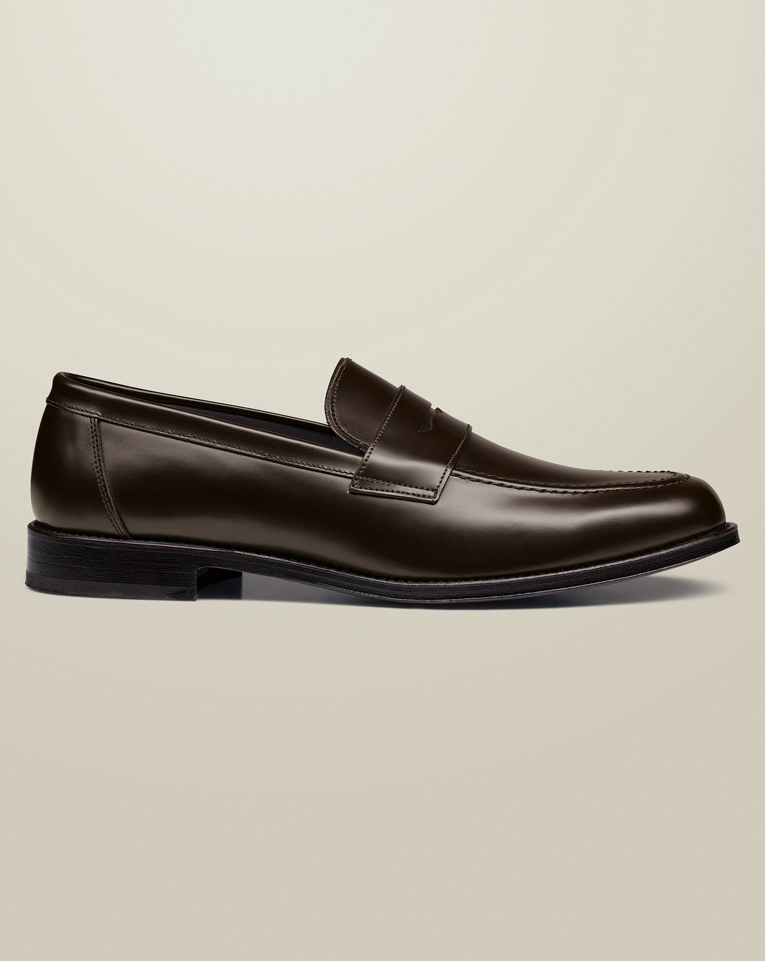High Shine Leather Penny Loafers - Dark Chocolate