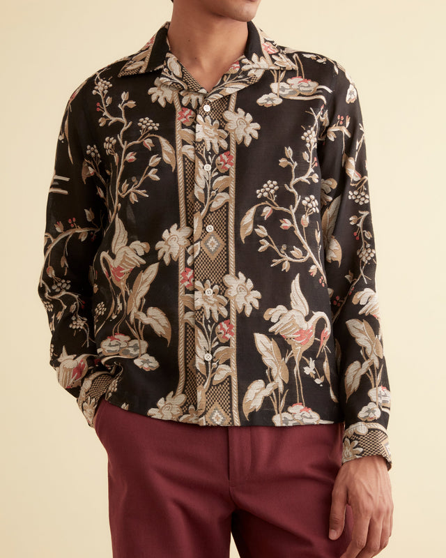 Sheer Cranes Long Sleeve Shirt