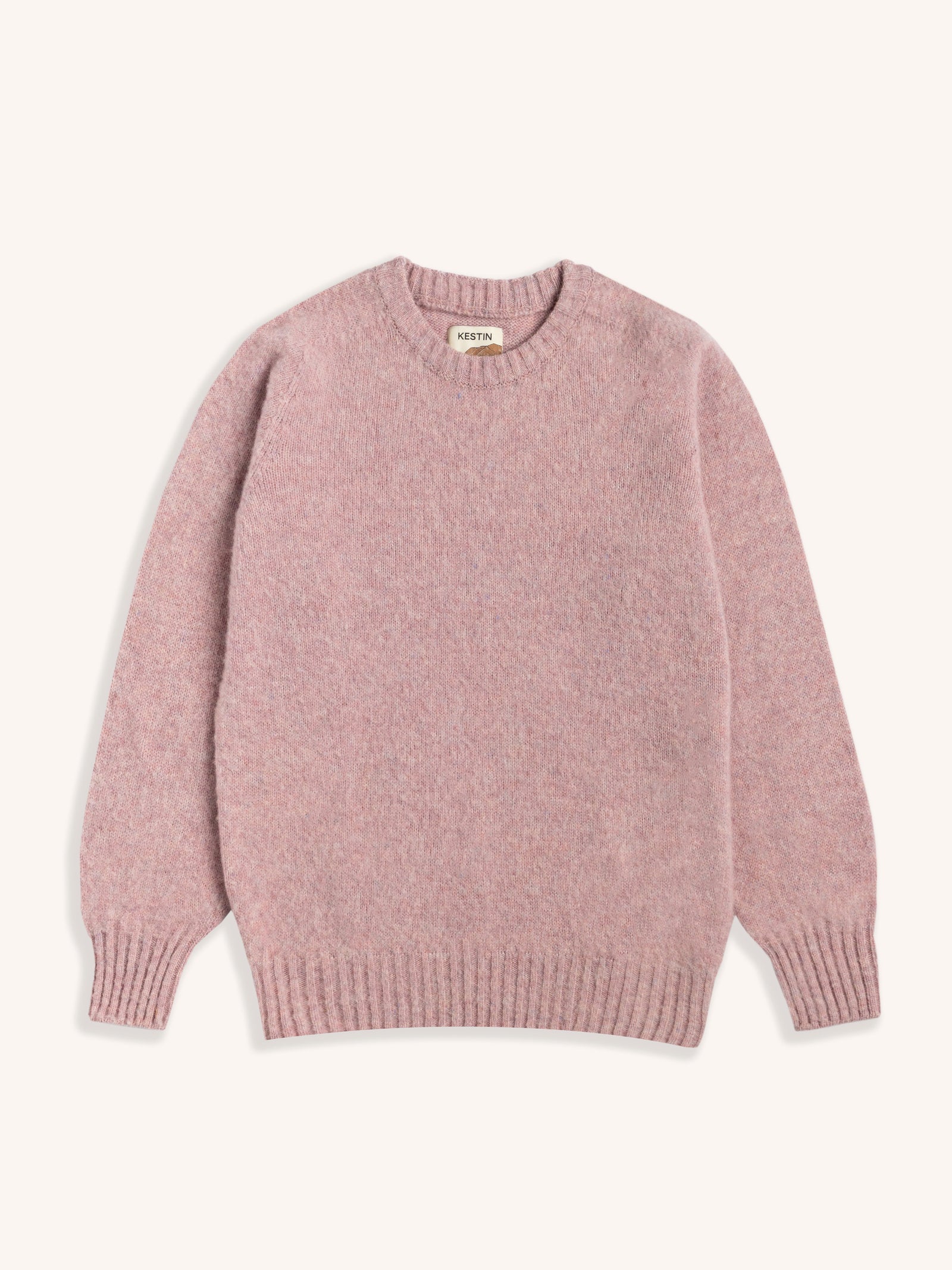 Brushed Shetland Crew In Pale Pink Lambswool